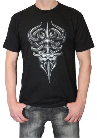 TRIBAL SKULL B&W T-Shirt - Black